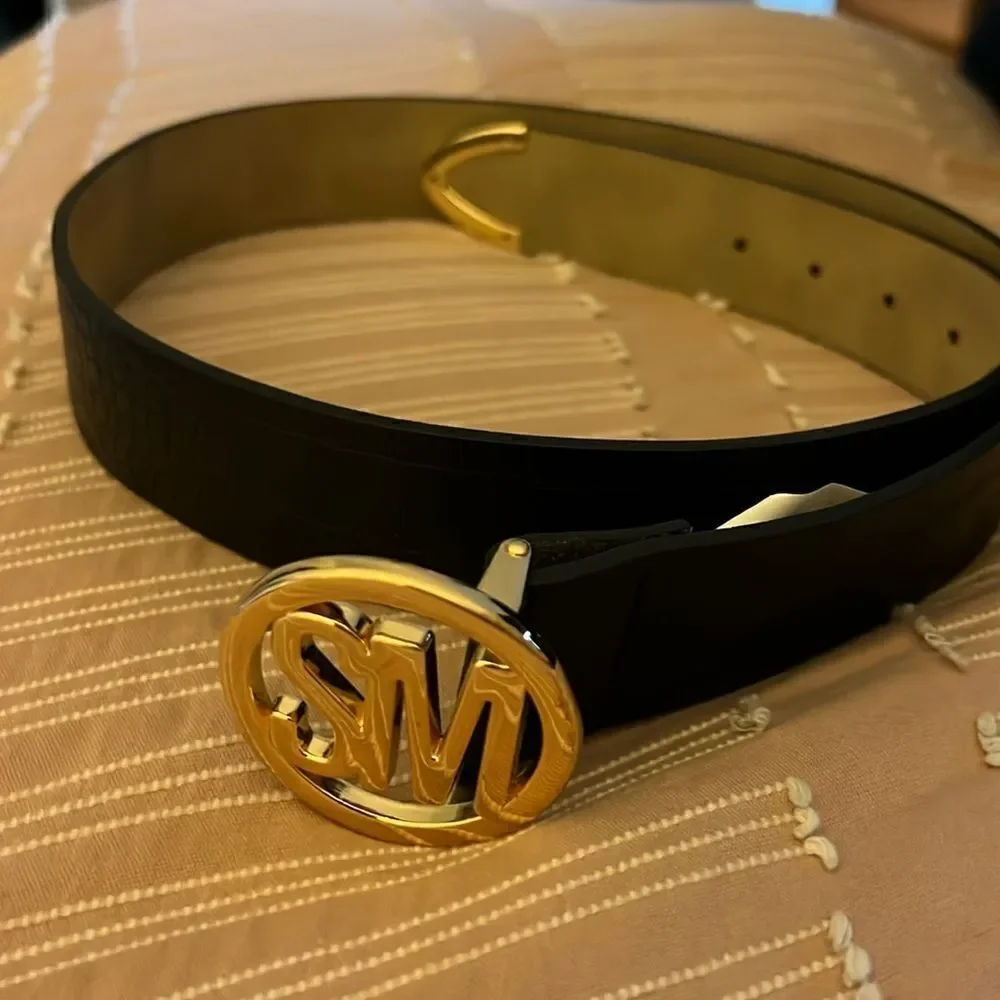 MWOT Logo Buckle in Matte Croco with Logo Engraved Tip Edge Belt black L​